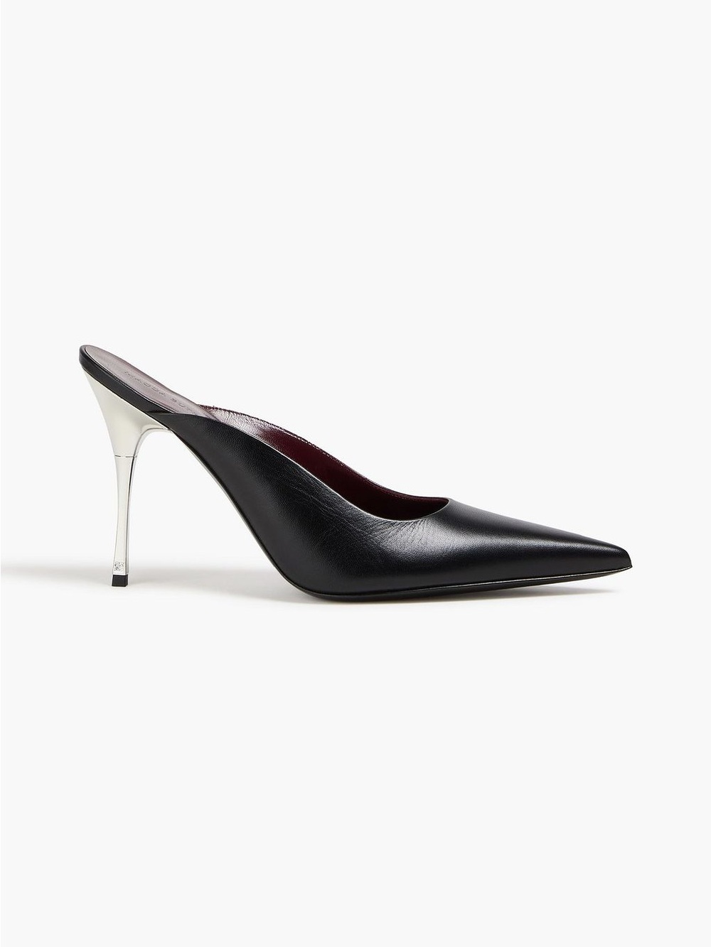 Magda Butrym Black Pointed Leather Mule with Silver Heel